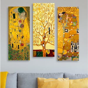 Tableau décoratif Klimt – Baiser, Arbre, Etreinte (set de 3)